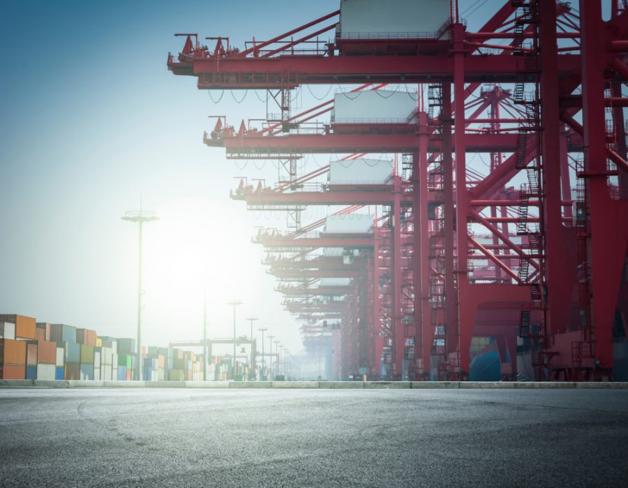 Container operation in the port.